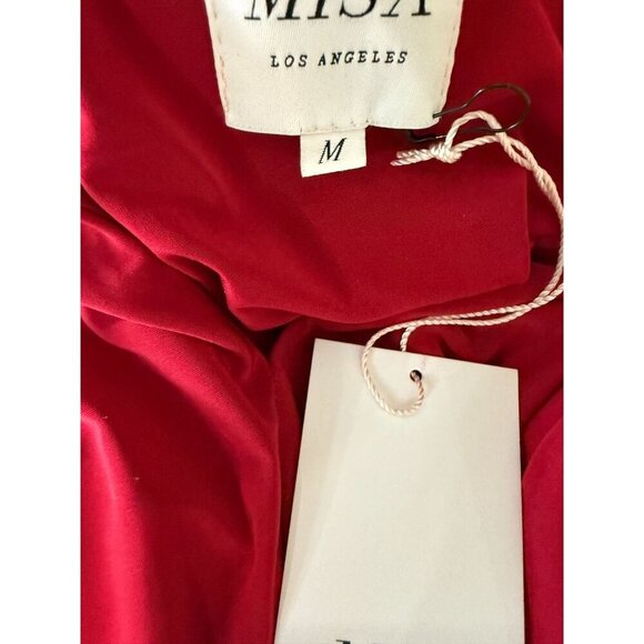 NWT Misa Los Angeles Leza Jersey‎ Red Sleeveless Dress V-Neck Twisted Waist Mini - Picture 8 of 11